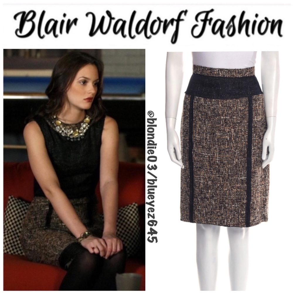 D&G Dolce & Gabbana brown/black tweed skirt IT44/US 8